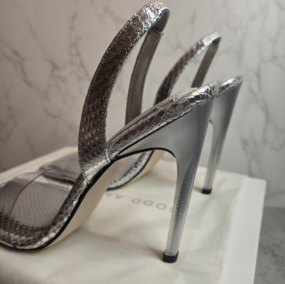 Good American Silver Snake Women's Square Toe Heels - Picture 3 of 6